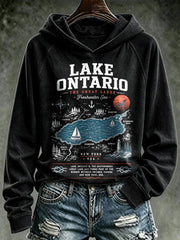 Women's Lake Ontario Printed Casual Hoodie