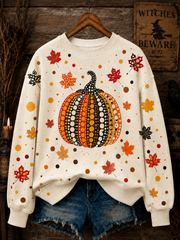 Women's Pumpkin Polka Dot Art Regular Sweatshirt
