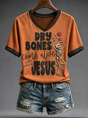 Women's Halloween Faith Lover Dry Bones Come Alive Printed T-shirt