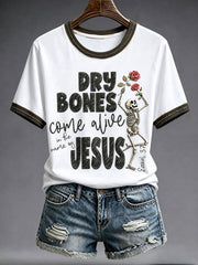 Women's Faith Lover Dry Bones Come Alive Halloween Printed T-shirt