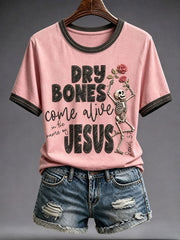Women's Faith Lover Dry Bones Come Alive Halloween Printed T-shirt