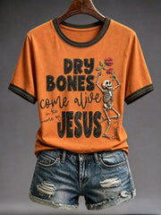 Women's Faith Lover Dry Bones Come Alive Halloween Printed T-shirt