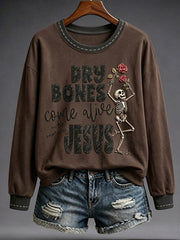 Women's Faith Lover Dry Bones Come Alive Halloween Printed Sweatshirt