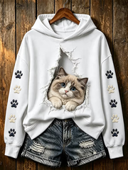 Women's Cute cat printed Regular Sweatshirt