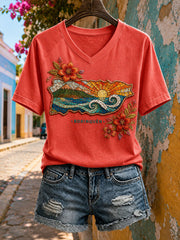 Women's Puerto Rico Boricua Floral Art Printed T-Shirt