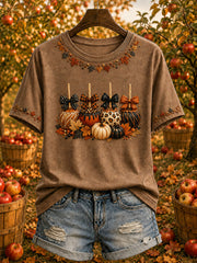 Women’s Fall Caramel Apples Print Casual T-Shirt