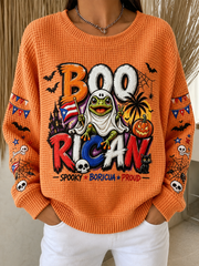 Women's Halloween in Puerto Rico Printed Waffle fabric Sweatshirt
