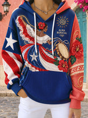 Women's Puerto Rico Boricua Art Printed Hoodie