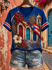 Women's Puerto Rico Art Printed T-shirt