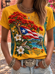 Women's Puerto Rico Art Printed T-shirt