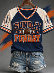Women's Football Gameday Gift For Football Fans Casual V-Neck Tee
