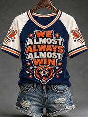 Women's Football Gameday Gift For Football Fans Casual V-Neck Tee