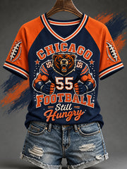 Women's Football Gameday Gift For Football Fans Casual V-Neck Tee