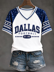 Women's Dallas V-Neck Off-Shoulder Short-Sleeved T-shirt