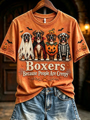 Women's Boxers Because People Are Creepy Halloween Print Short-sleeved T-shirt