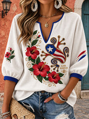 Women's Puerto Rico Art Printed Tops