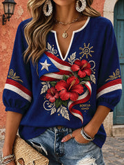 Women's Puerto Rico Art Printed Tops