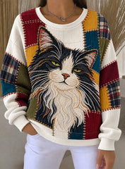 Women's Art Cat Printed Sweatshirt