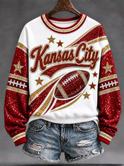 Women's Football Gameday Gift For Football Fans Print Sweatshirt