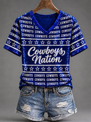Women's Cowboys Football Fans Lovers Gameday Casual Short-Sleeved T-Shirt