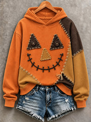 Women's Halloween Patchwork Print Casual Sweatshirt