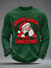 Men's Christmas Santa Claus Art Waffle Long Sleeve T-Shirt