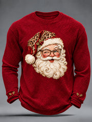 Men's Christmas Santa Claus Art Waffle Long Sleeve T-Shirt