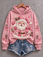 Women's Christmas Breast Cancer Print Regular Sweatshirt