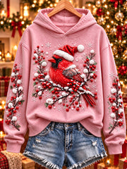 Women's vintage christmas Northern Cardinal Regular Sweatshirt
