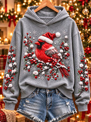 Women's vintage christmas Northern Cardinal Regular Sweatshirt