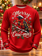 Men's Fun Christmas printed Waffle Long Sleeve T-Shirt