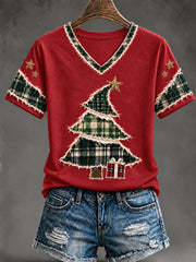 Women's Christmas Tree Art Short Sleeve T-shirt