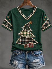 Women's Christmas Tree Art Short Sleeve T-shirt