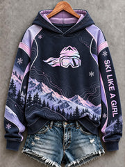 Women's Ski Like A Girl Printed Hoodie