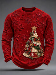 Men's Christmas Print Waffle Long Sleeve Top