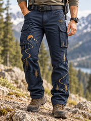 Men's Wilderness Trail Print Hike Lovers Casual Cargo Pants