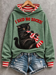Women's Christmas Funny Cat Art Regular Hoodie