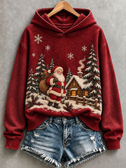 Women's Vintage Santa Cabin Hoodie