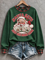 Women's 'Santa Says Just One More Game' Christmas Mahjong Print Casual Sweatshirt