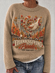 Women’s Thanksgiving Day Parade Commemorative Print Casual Sweater
