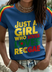 Women's Just A Girl Who Loves Reggae Print T-Shirt