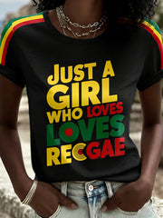 Women's Just A Girl Who Loves Reggae Print T-Shirt