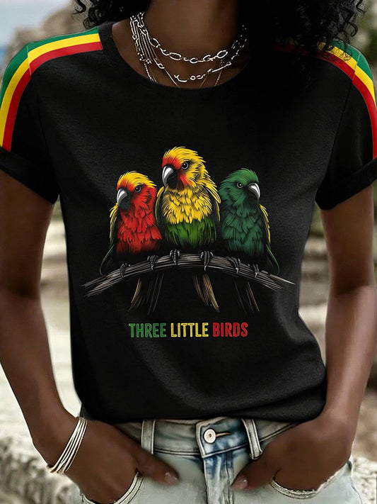 Women's Reggae Music Three Little Birds Print T-Shirt