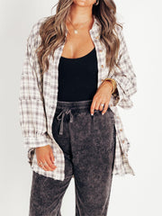 🔥LAST DAY SALE 49% OFF🔥Women's Mineral Washed Button Down Plaid Shirt
