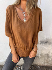 🔥LAST DAY SALE 49% OFF🔥Simple Solid Color V-Neck Half-Sleeve T-Shirt💛