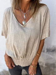 🔥LAST DAY SALE 49% OFF🔥Simple Solid Color V-Neck Half-Sleeve T-Shirt💛