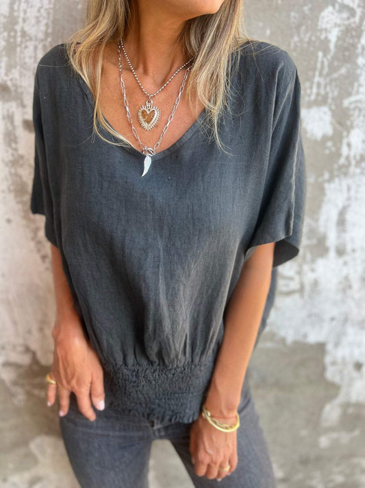 🔥LAST DAY SALE 49% OFF🔥Simple Solid Color V-Neck Half-Sleeve T-Shirt💛