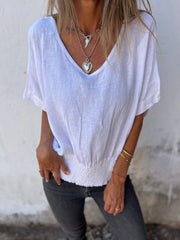 🔥LAST DAY SALE 49% OFF🔥Simple Solid Color V-Neck Half-Sleeve T-Shirt💛