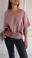 🔥LAST DAY SALE 49% OFF🔥Simple Solid Color V-Neck Half-Sleeve T-Shirt💛