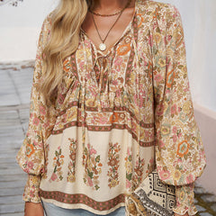 💖LAST DAY SALE 50% OFF💖Women's Fashion Printed v-Neck Long Sleeve Shirt